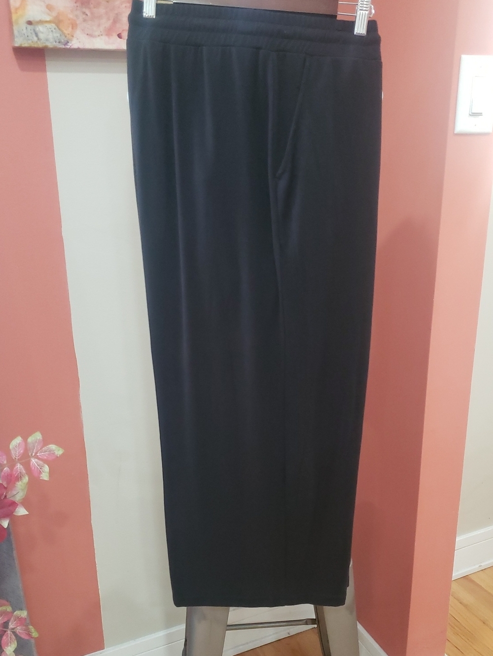 Time And Tru Women's Black Knit Drawstring, Wide-Leg Pants, XXL (20)